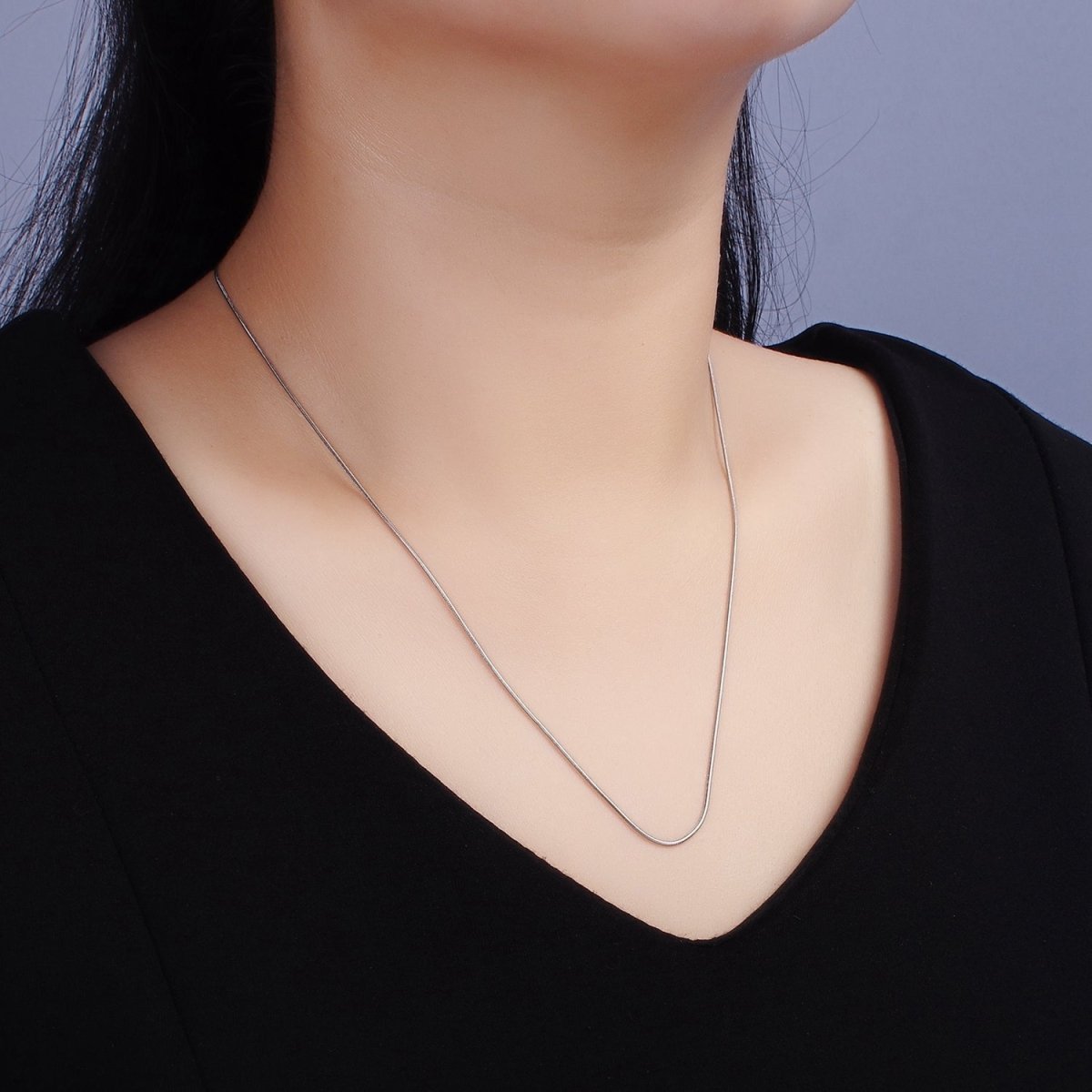 Stainless Steel 1mm Dainty Snake Cocoon 20 Inch Chain Layering Necklace | WA-2260 Clearance Pricing - DLUXCA