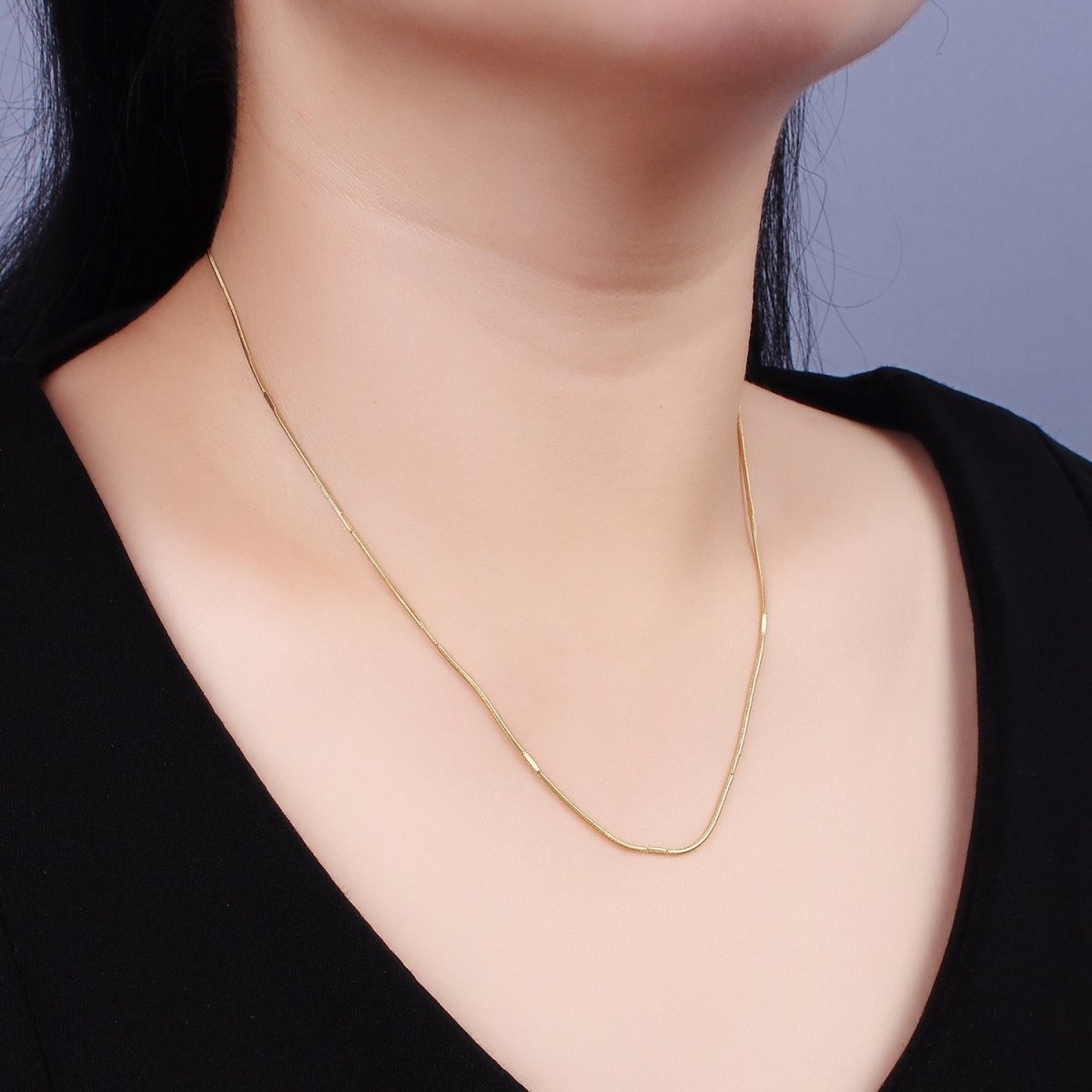 Stainless Steel 1mm Snake Cocoon Chain 18 Inch Necklace | WA-2371 - DLUXCA