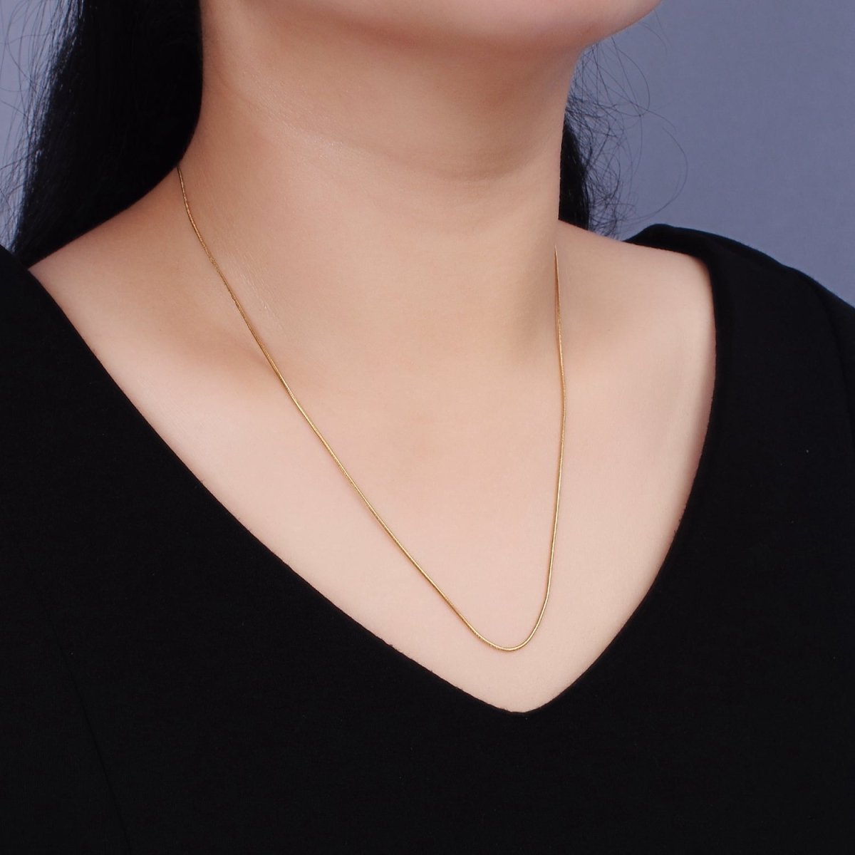 Stainless Steel 1mm Snake Herringbone 18 Inch, 20 Inch Layering Chain Necklace | WA-2300 WA-2301 Clearance Pricing - DLUXCA