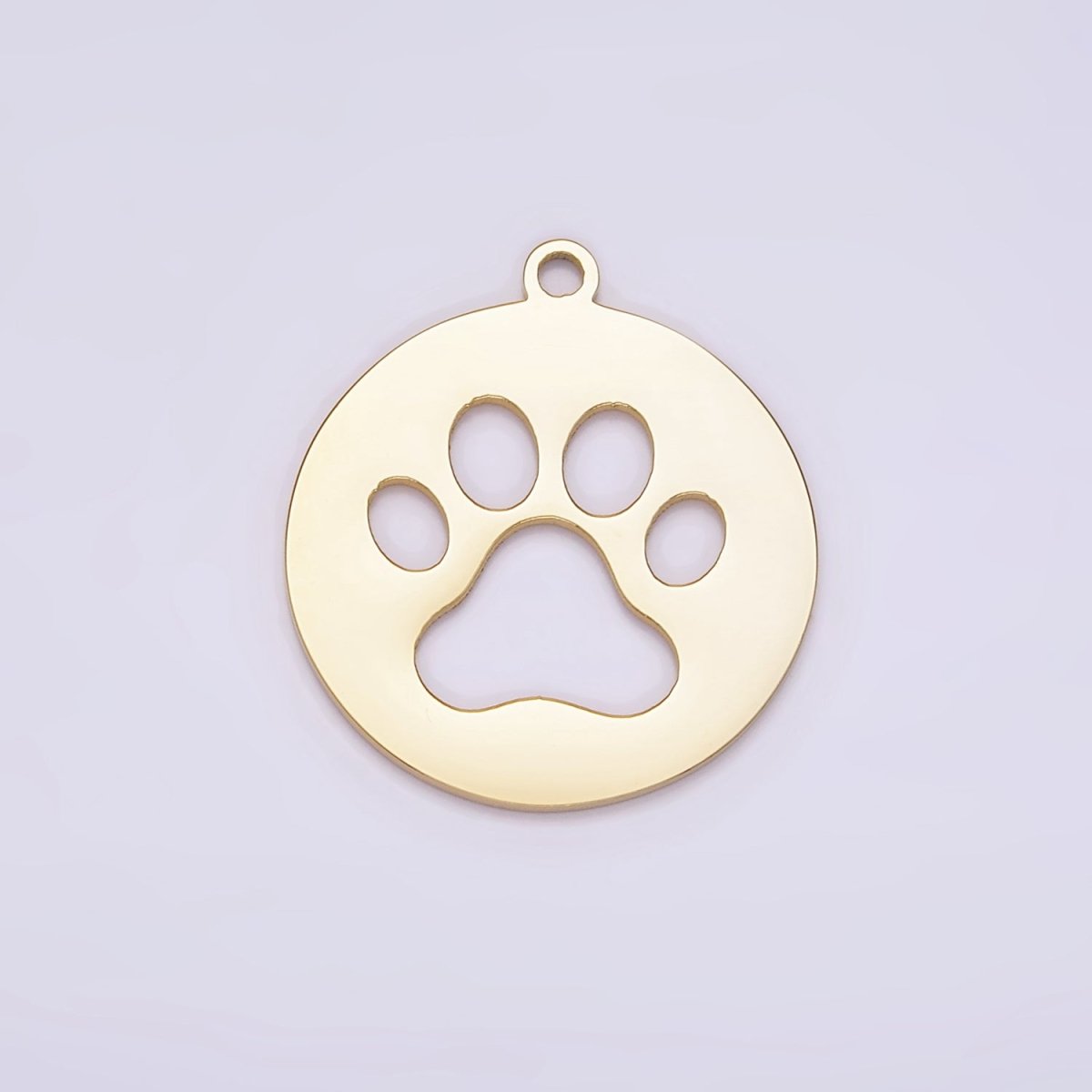 Stainless Steel 20mm Animal Pawprint Open Round Charm | P1239 - DLUXCA