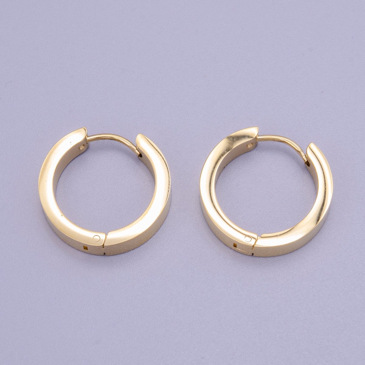 Stainless Steel 20mm Gold Flat Huggie Endless Hoop Earrings | AD1407 - DLUXCA