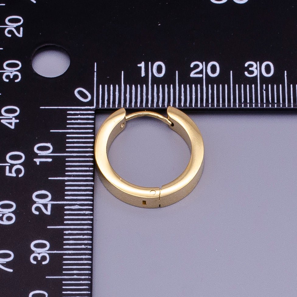 Stainless Steel 20mm Gold Flat Huggie Endless Hoop Earrings | AD1407 - DLUXCA