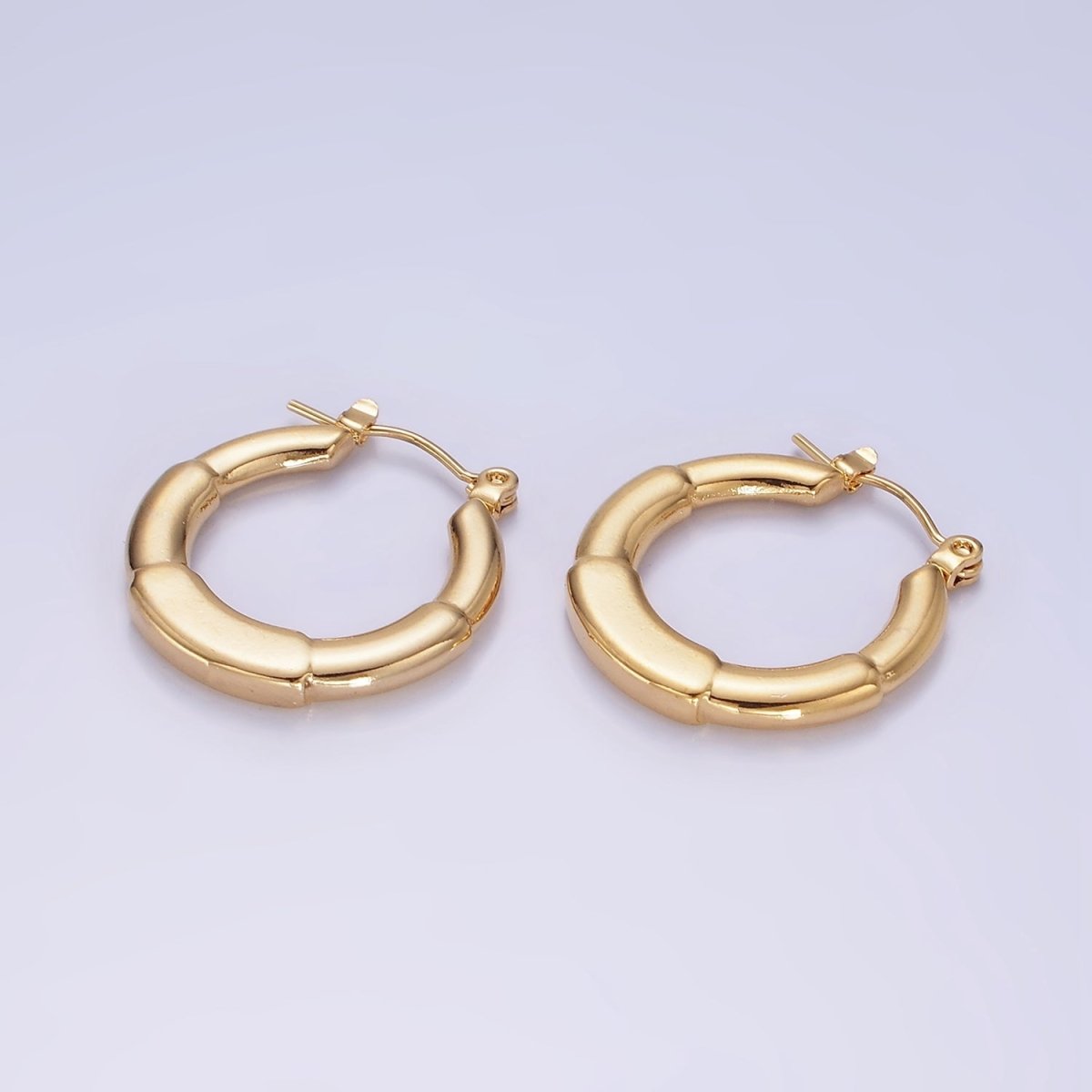 Stainless Steel 20mm Over-Edged Band Round Minimalist Latch Hoop Earrings | AE440 - DLUXCA