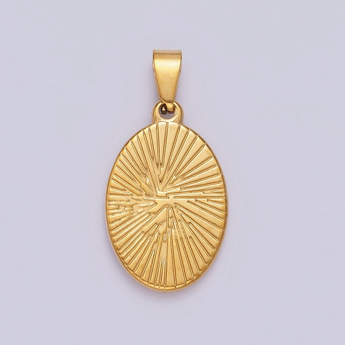 Stainless Steel 20mm Prayer Hands Religious Lined Double Sided Oval Pendant | P-803 - DLUXCA