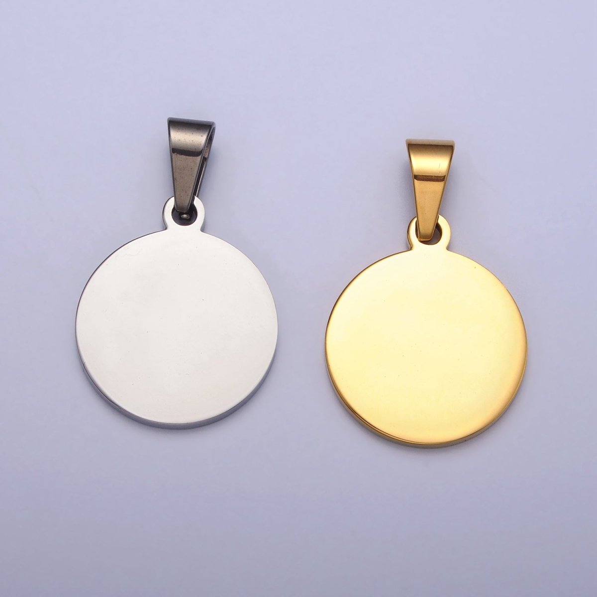 Stainless Steel 20mm Round Personalized Pendant in Gold & Silver J-548 J-553 - DLUXCA