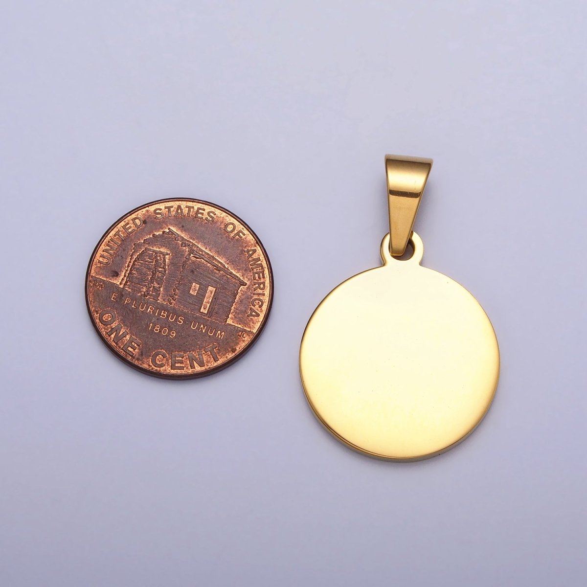 Stainless Steel 20mm Round Personalized Pendant in Gold & Silver J-548 J-553 - DLUXCA