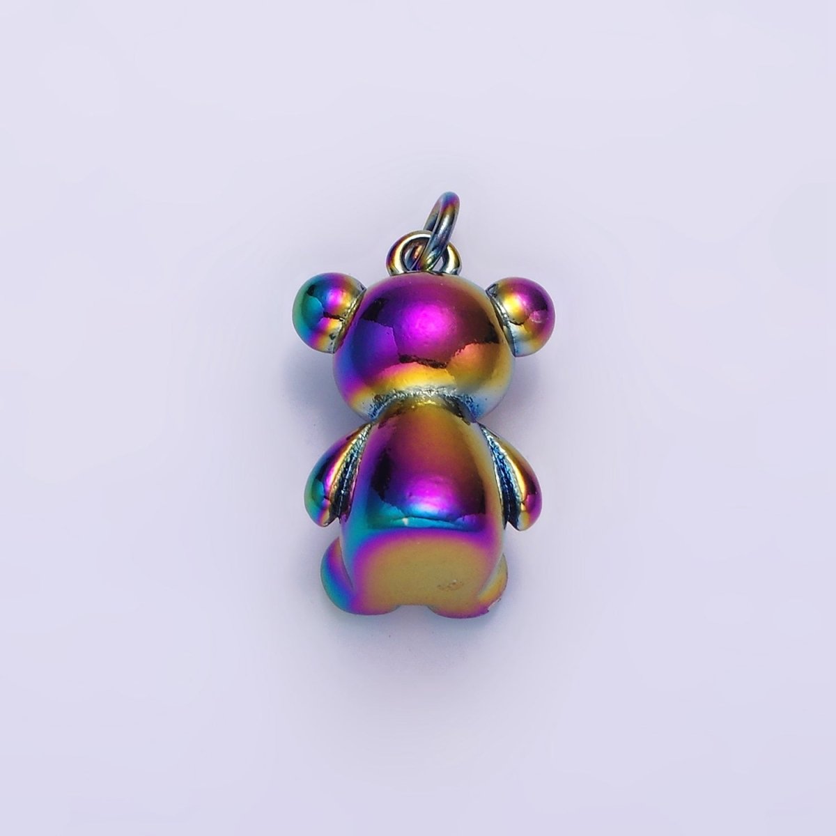 Stainless Steel 20mm Teddy Bear Animal Iridescent Rainbow Charm | P-659 - DLUXCA