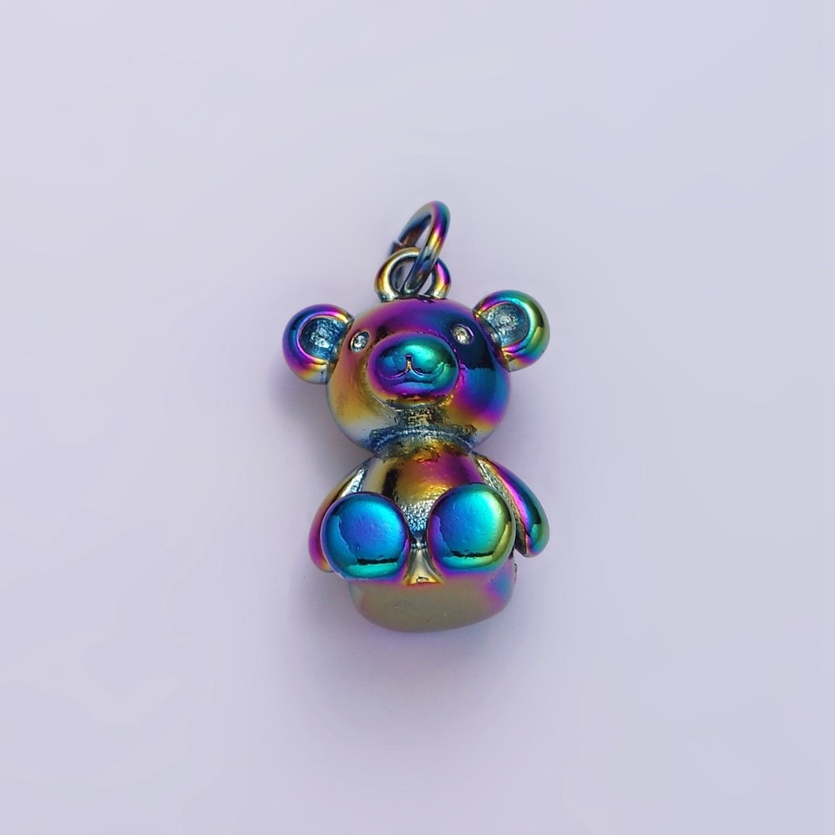 Stainless Steel 20mm Teddy Bear Animal Iridescent Rainbow Charm | P-659 - DLUXCA