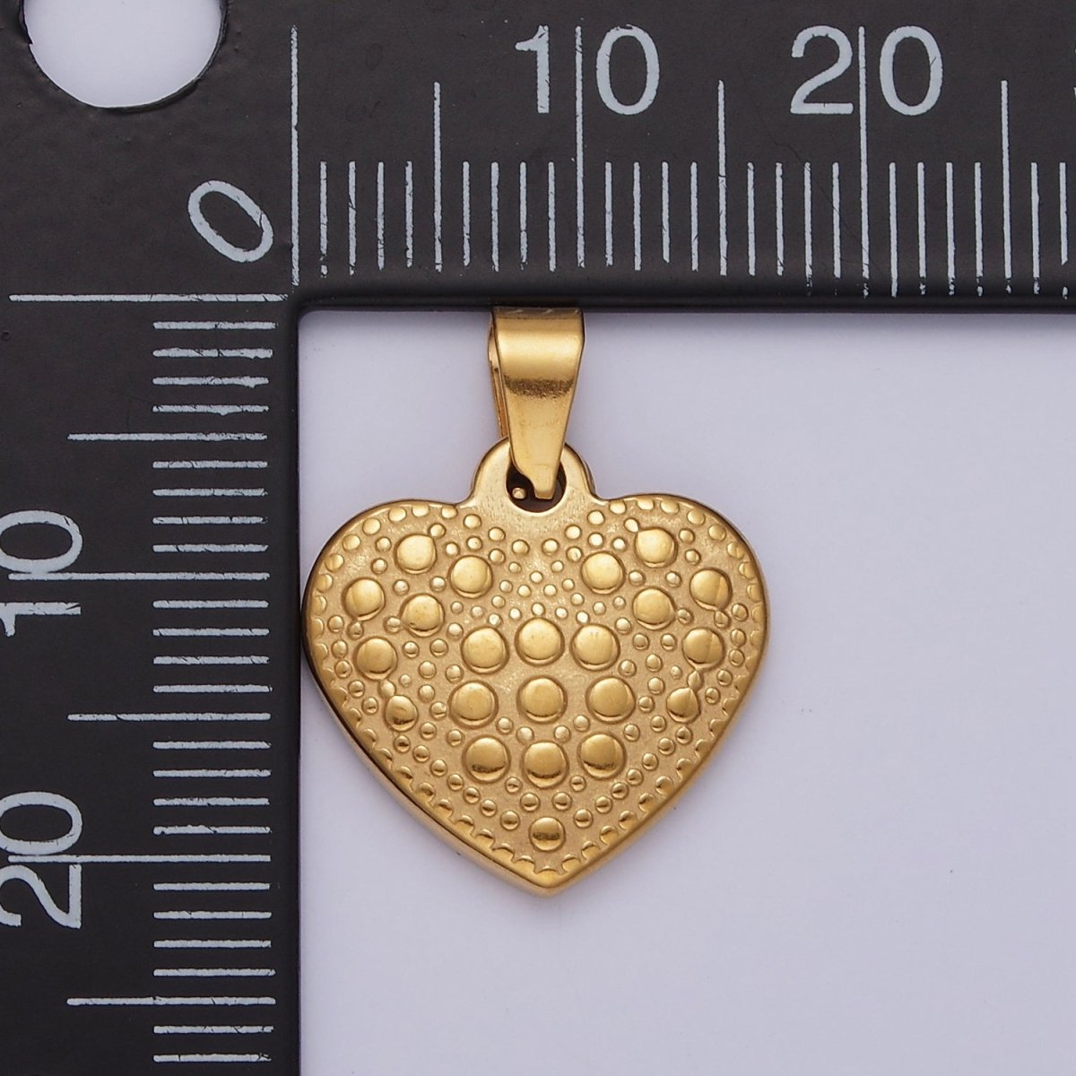 Stainless Steel 21mm Minimalist Dotted Heart Pendant | P-796 - DLUXCA