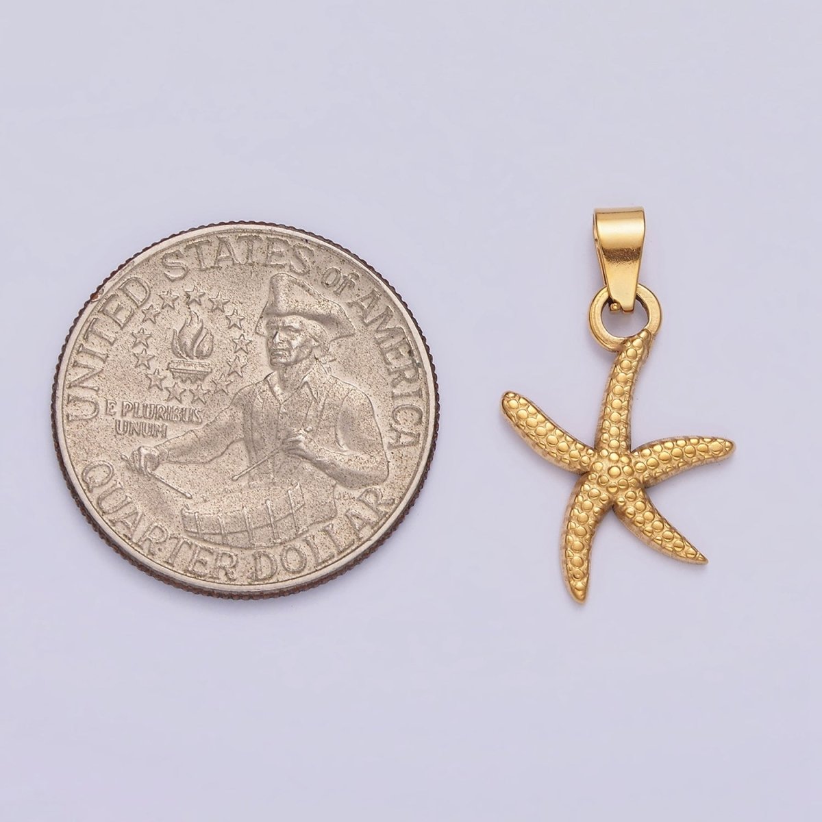 Stainless Steel 22.3mm Dotted Starfish Ocean Sea Animal Pendant | P-799 - DLUXCA