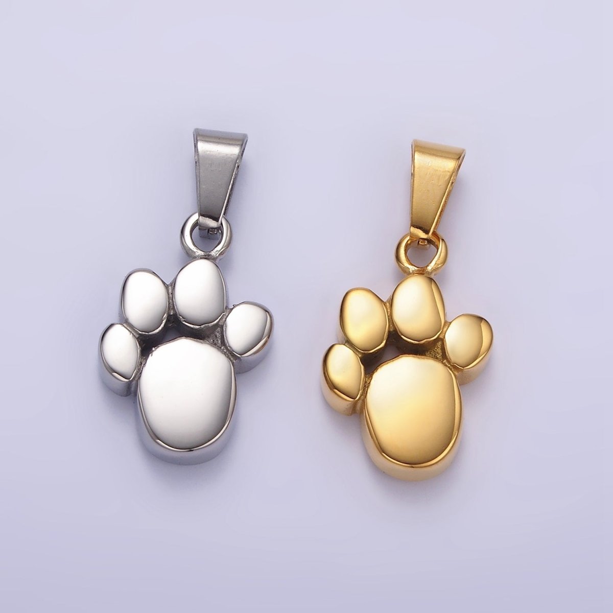 Stainless Steel 24mm Pawprint Animal Pet Pendant in Gold & Silver | P-785 P-786 - DLUXCA