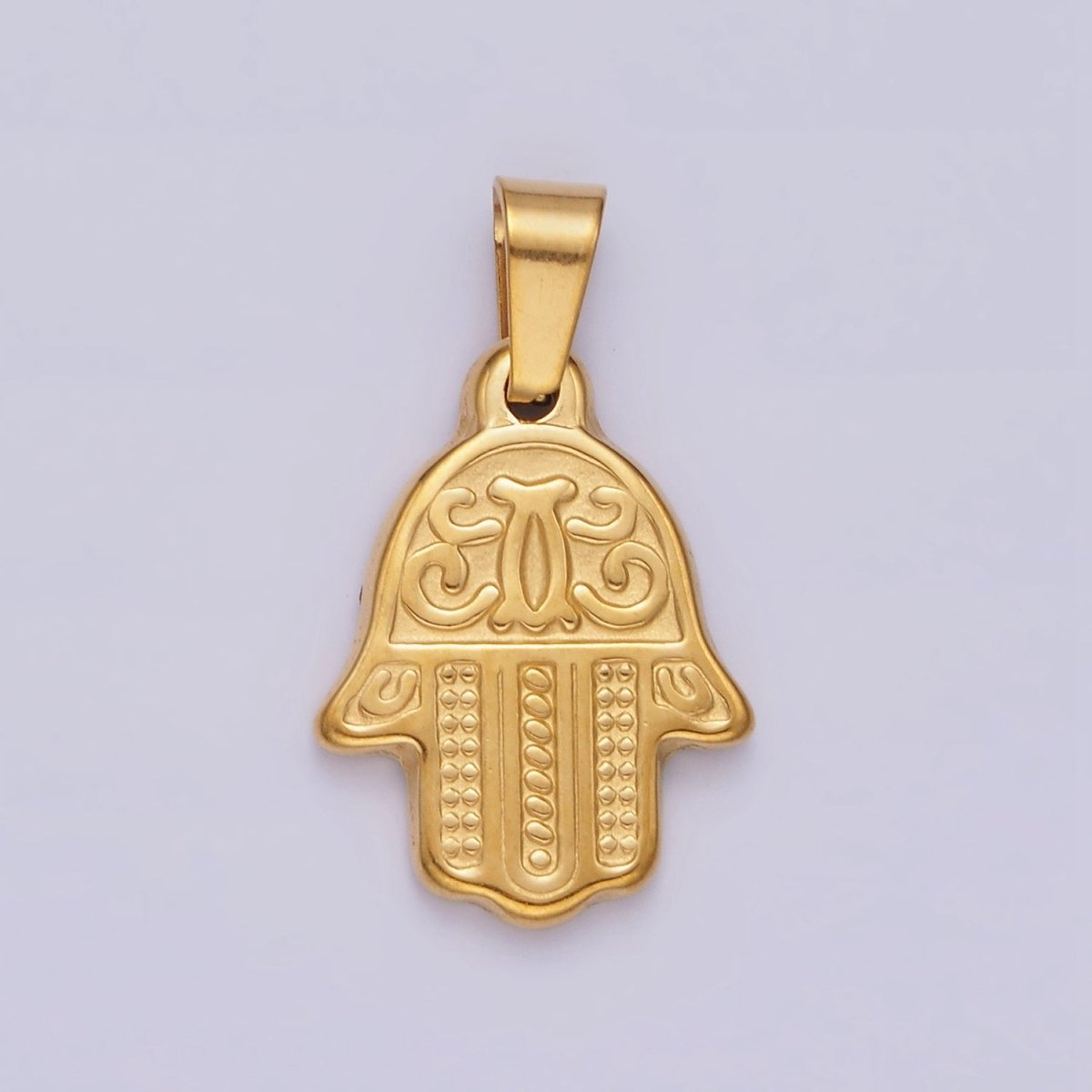 Stainless Steel 25.5mm Artisan Hamsa Hand Pendant | P-801 - DLUXCA