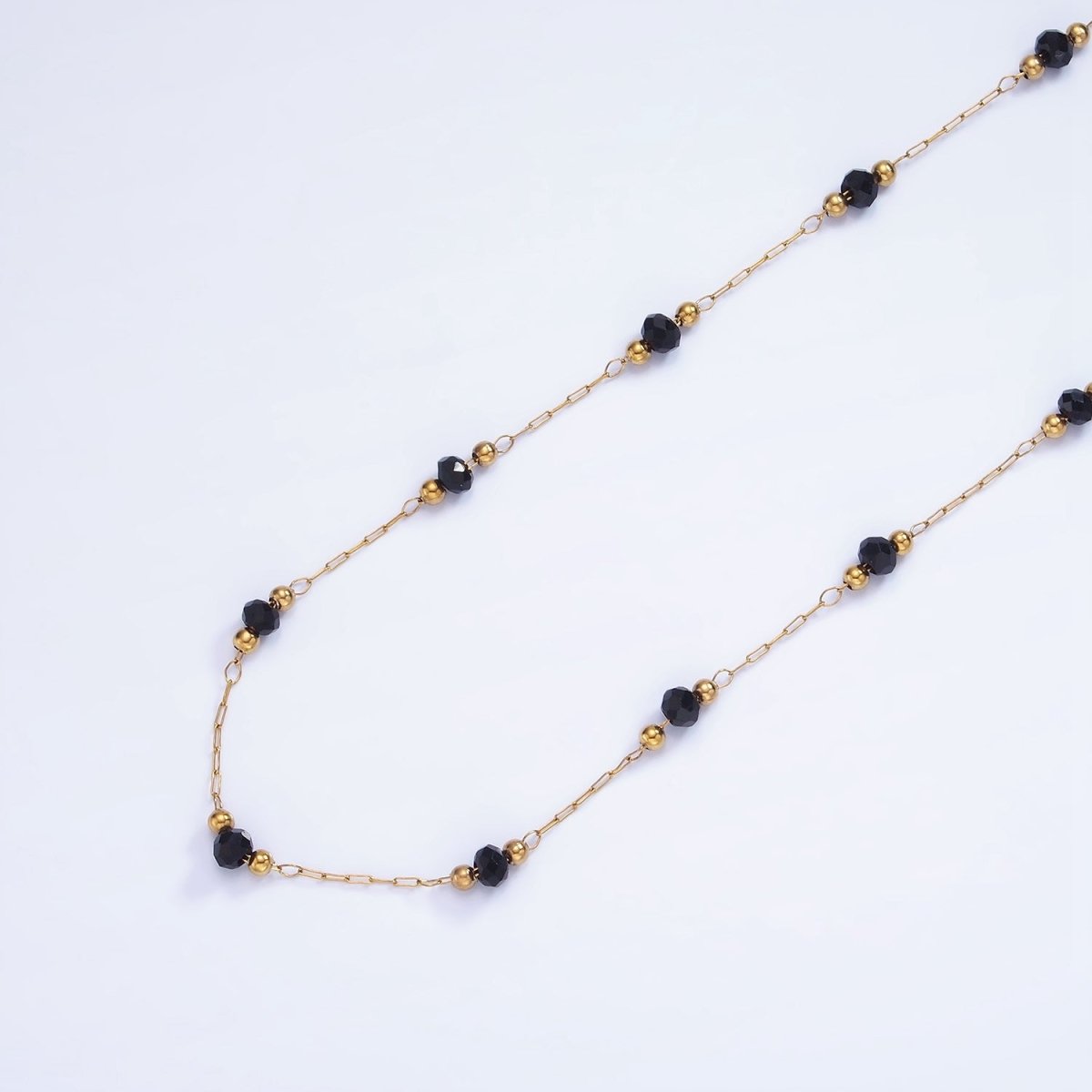 Stainless Steel 2.5mm Black, Blue Multifaceted Bead Satellite Unfinished Chain | Roll-1478 Roll-1479 - DLUXCA