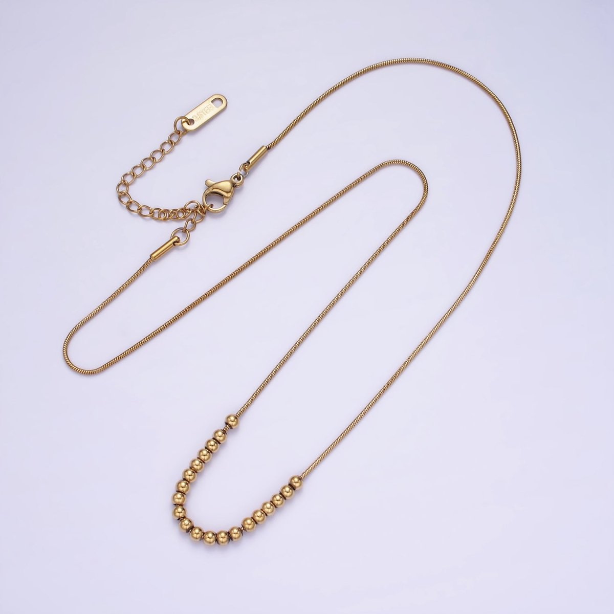 Stainless Steel 2.5mm Bubble Bead 16 Inch Herringbone Chain Necklace | WA-2395 - DLUXCA