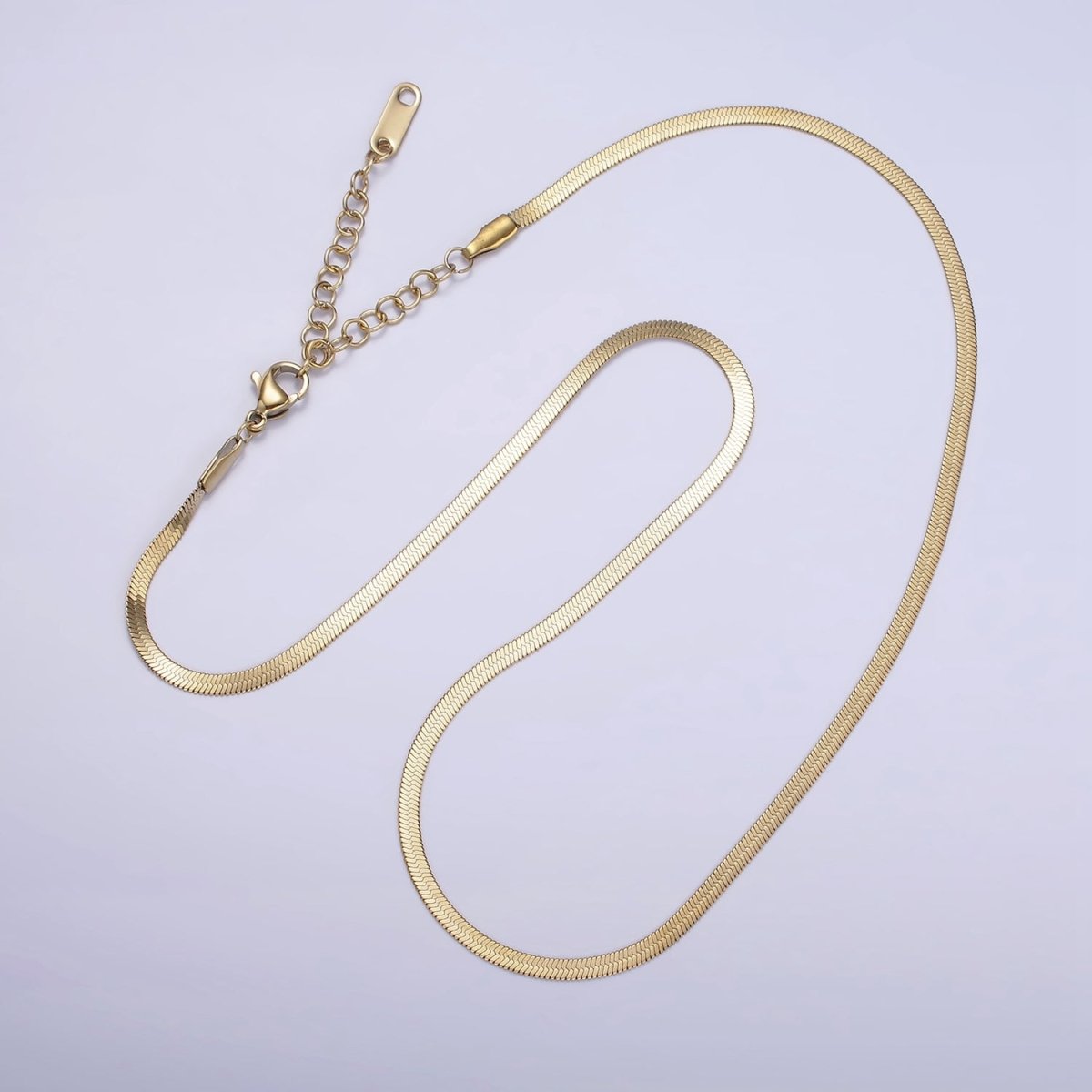 Stainless Steel 2.5mm Herringbone Minimalist 16.5 Inch Chain Choker Necklace | WA-2043 Clearance Pricing - DLUXCA