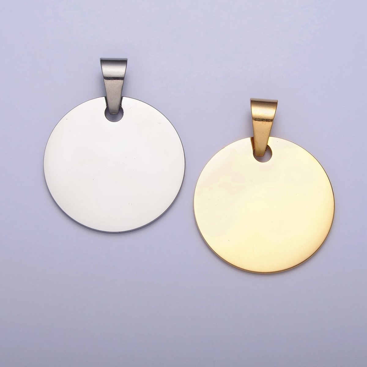 Stainless Steel 25mm Round Personalize Round Pendant in Gold & Silver | P-1083 - DLUXCA