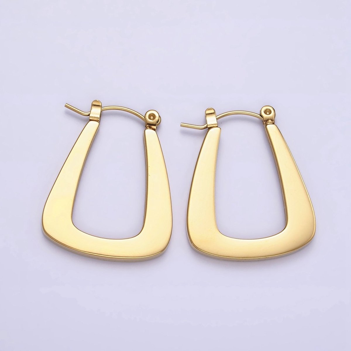 Stainless Steel 25mm Triangle Curved U-Shaped Latch Earrings in Silver & Gold | AE863 AE864 - DLUXCA