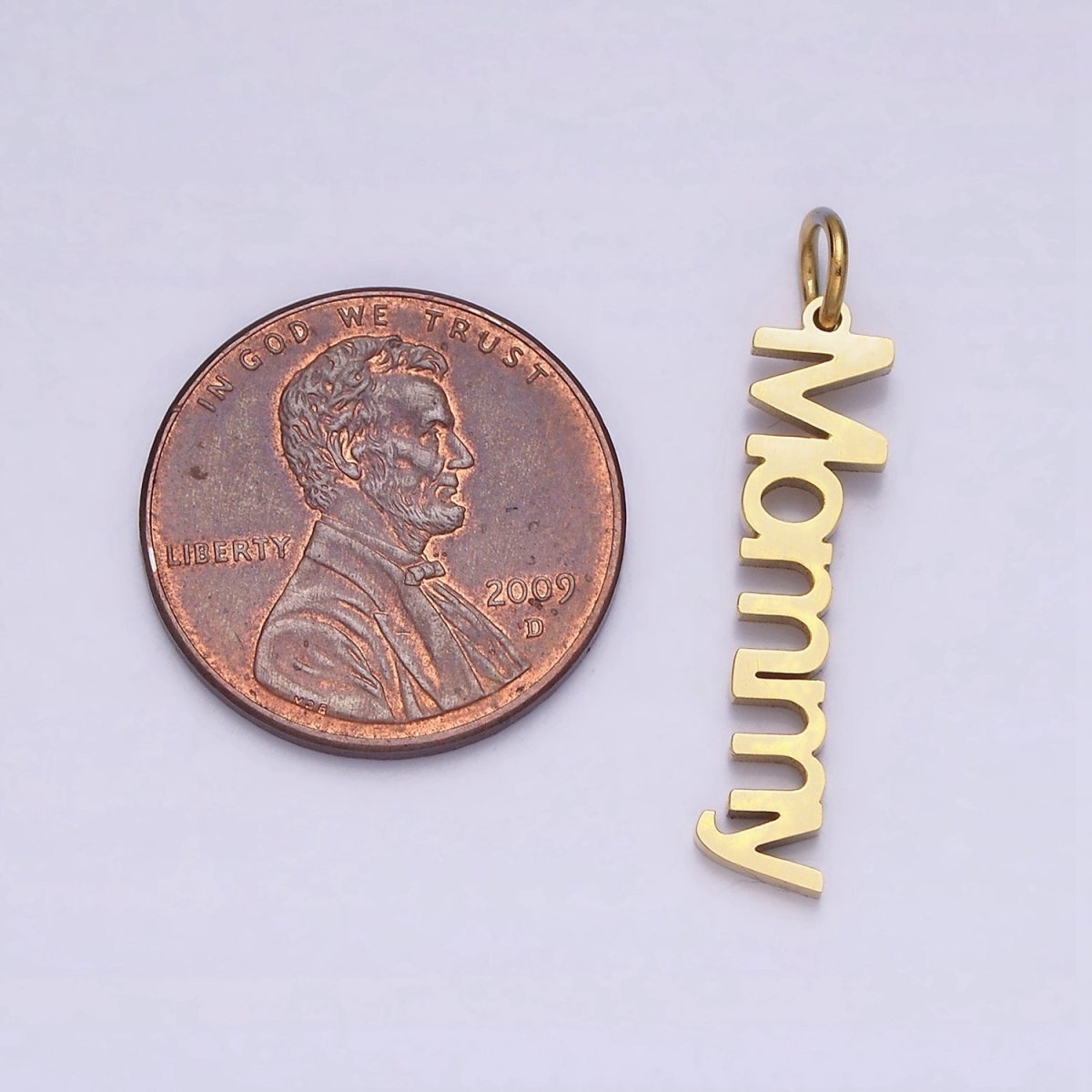 Stainless Steel 27.5mm "Mommy" Script Sideway Charm in Gold & Silver | P-706 P-707 - DLUXCA