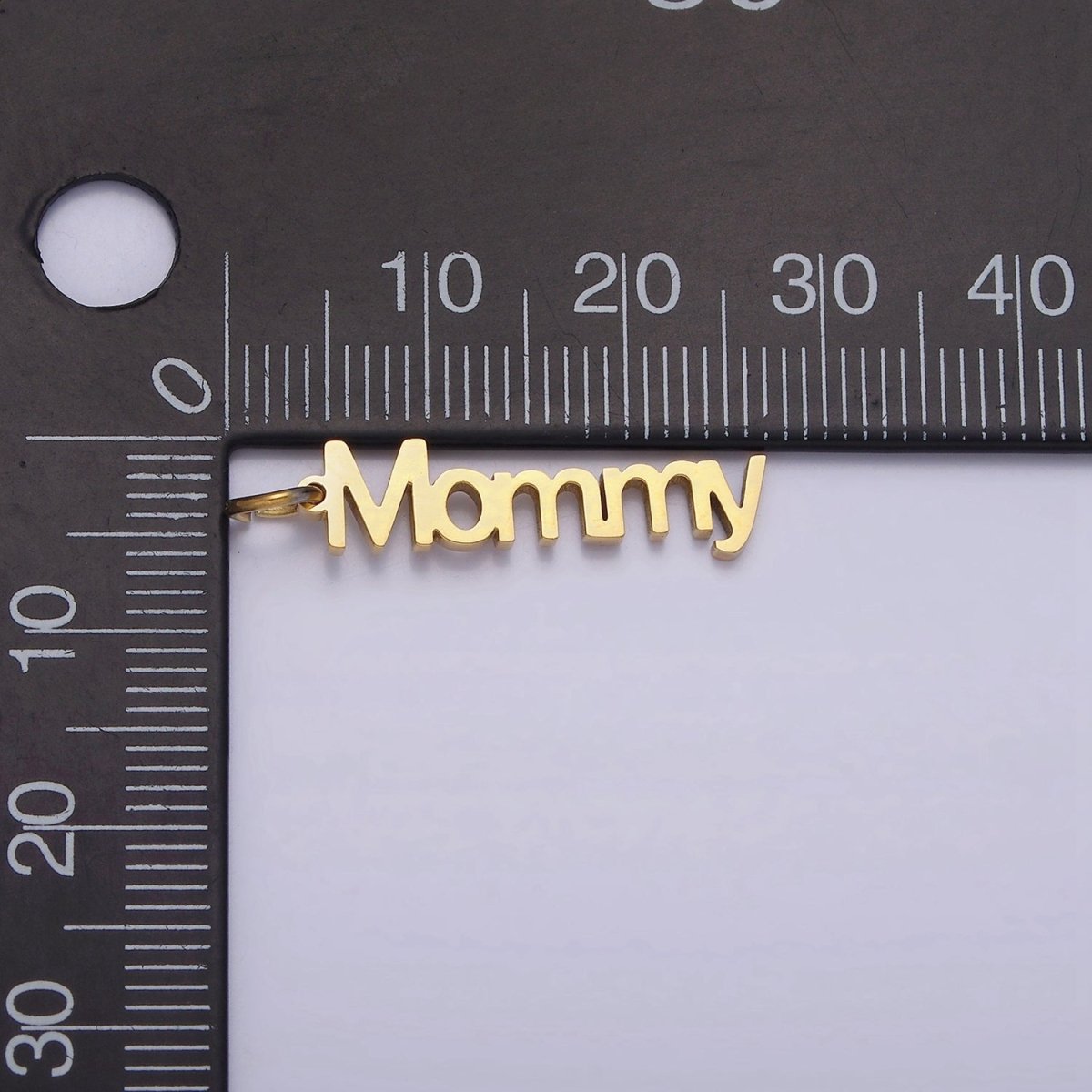 Stainless Steel 27.5mm "Mommy" Script Sideway Charm in Gold & Silver | P-706 P-707 - DLUXCA