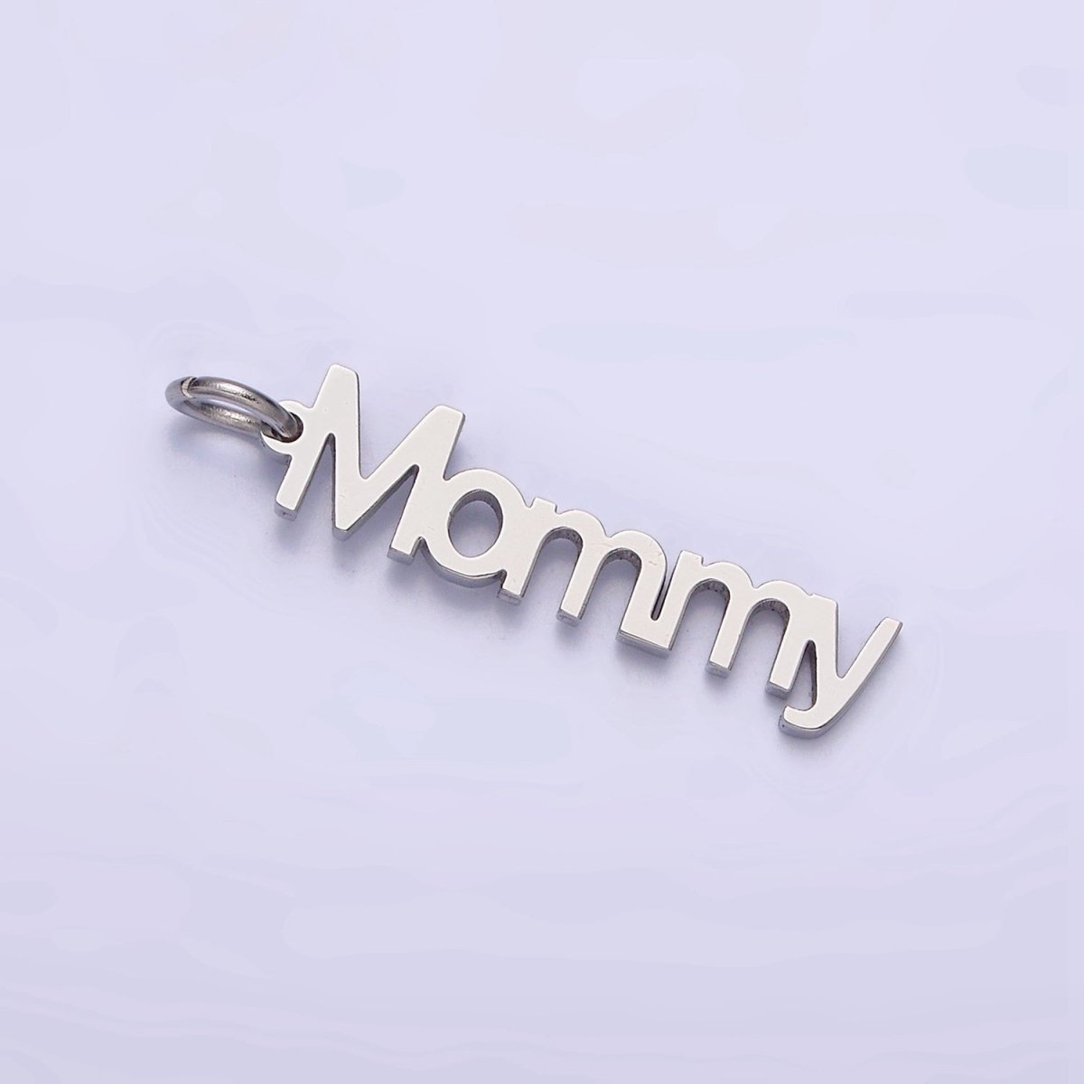 Stainless Steel 27.5mm "Mommy" Script Sideway Charm in Gold & Silver | P-706 P-707 - DLUXCA