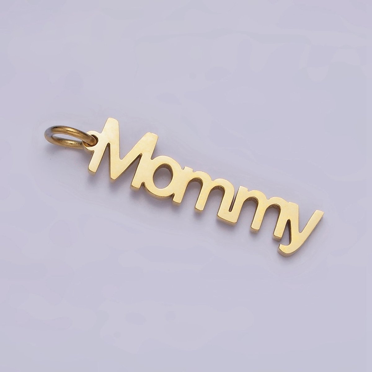 Stainless Steel 27.5mm "Mommy" Script Sideway Charm in Gold & Silver | P-706 P-707 - DLUXCA