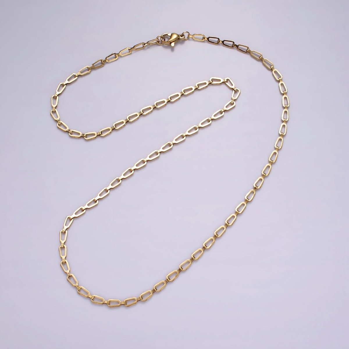 Stainless Steel 2.7mm Unique Geometric Open Link 17.7 Inch Necklace | WA-2358 - DLUXCA