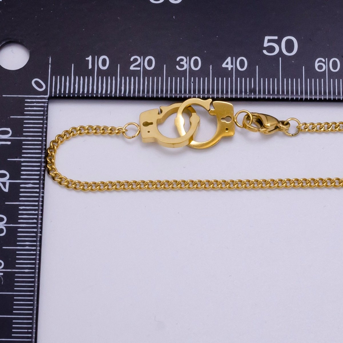 Stainless Steel 2mm Curb Chain Handcuff Connector 19 Inch Necklace | WA-2340 Clearance Pricing - DLUXCA