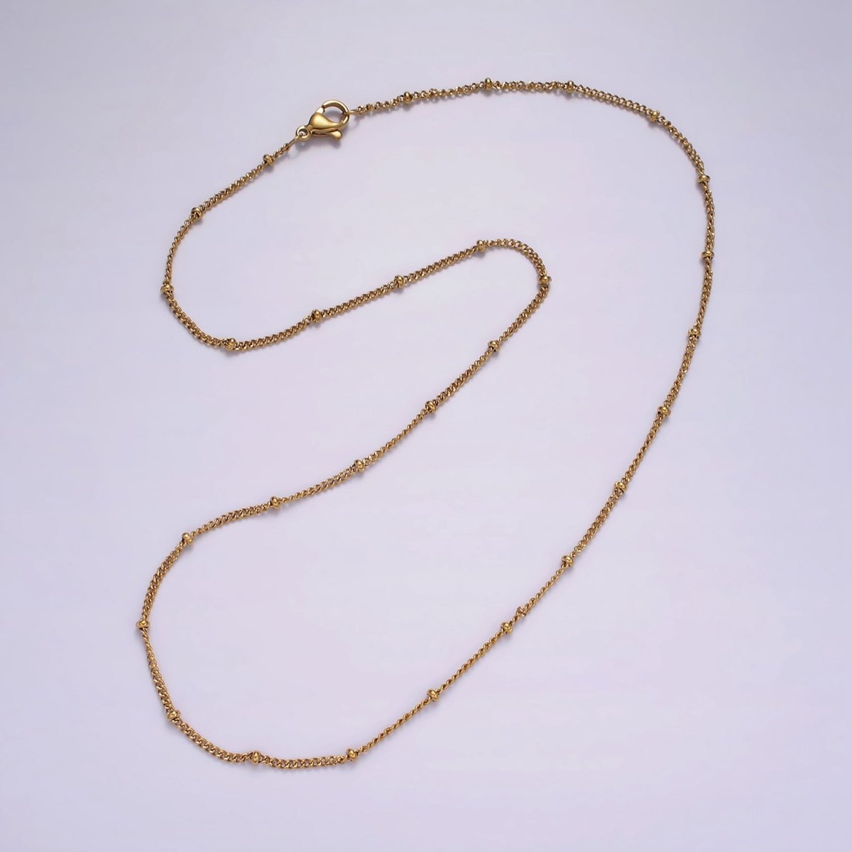 Stainless Steel 2mm Curb Satellite Chain 17.7 Inch Necklace | WA-2353 - DLUXCA