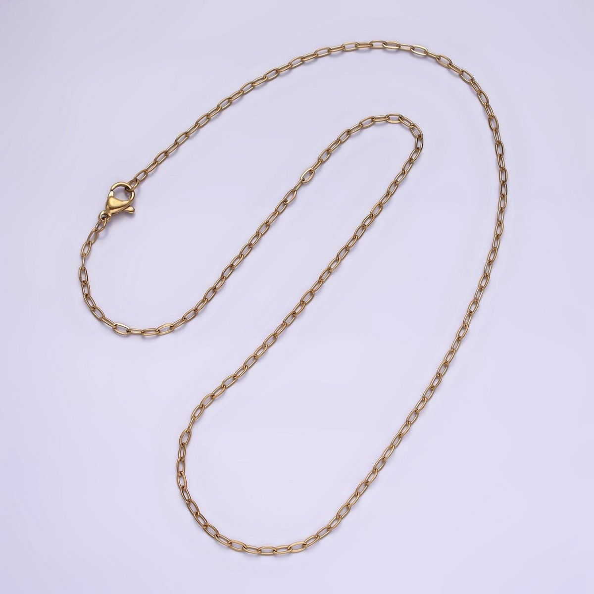Stainless Steel 2mm Dainty Cable Chain 17.72 Layering Chain Necklace | WA-2025 Clearance Pricing - DLUXCA