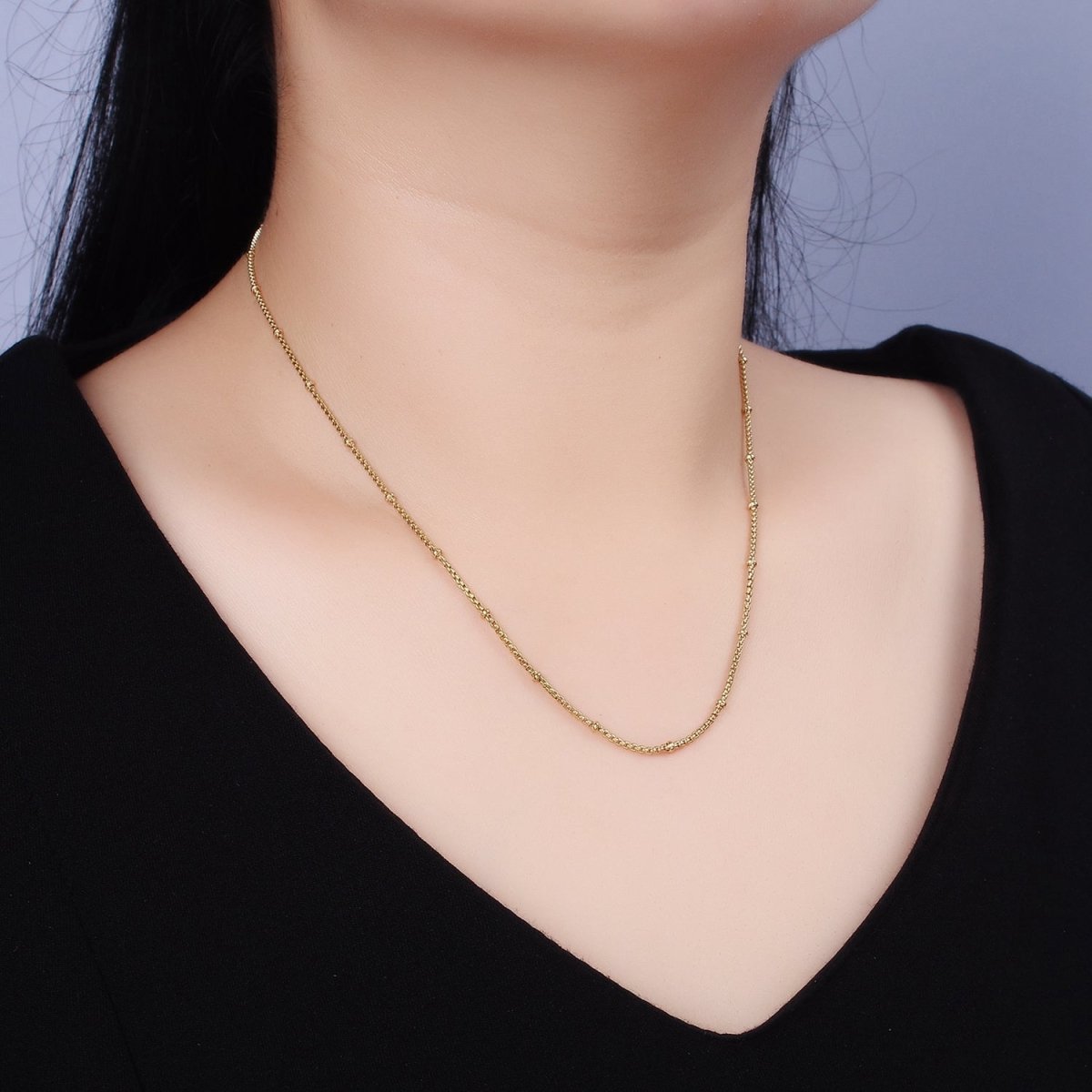 Stainless Steel 2mm Satellite Box 18 Inch Chain Necklace in Gold & Silver | WA-2024 WA-2103 Clearance Pricing - DLUXCA