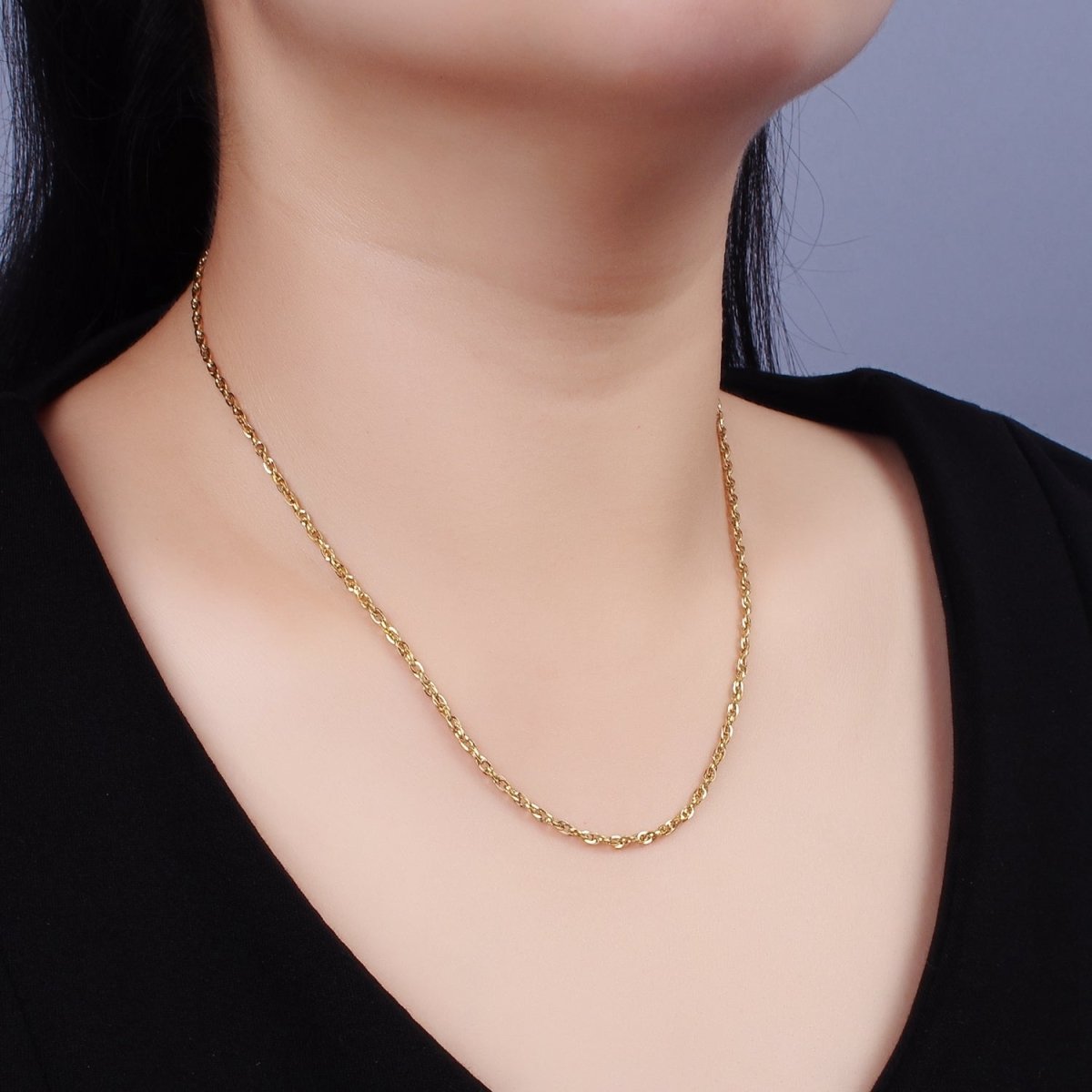 Stainless Steel 2mm Singapore 18 Inch Necklace | WA-2352 - DLUXCA