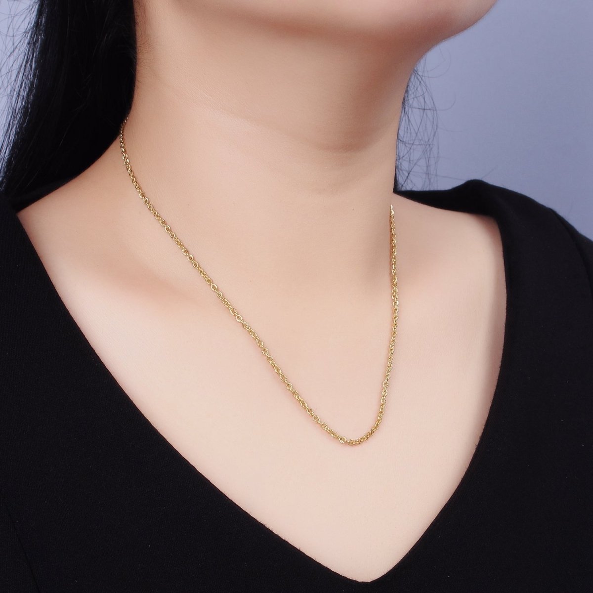 Stainless Steel 2mm Sunburst Cable 18 Inch Layering Chain Necklace in Gold & Silver | WA-1994 WA-2107 Clearance Pricing - DLUXCA