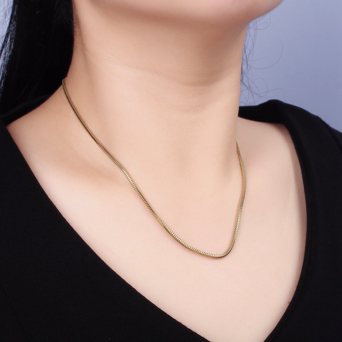Stainless Steel 2mm Wheat Cocoon Snake Chain 18 Inch Layering Necklace | WA-2018 Clearance Pricing - DLUXCA