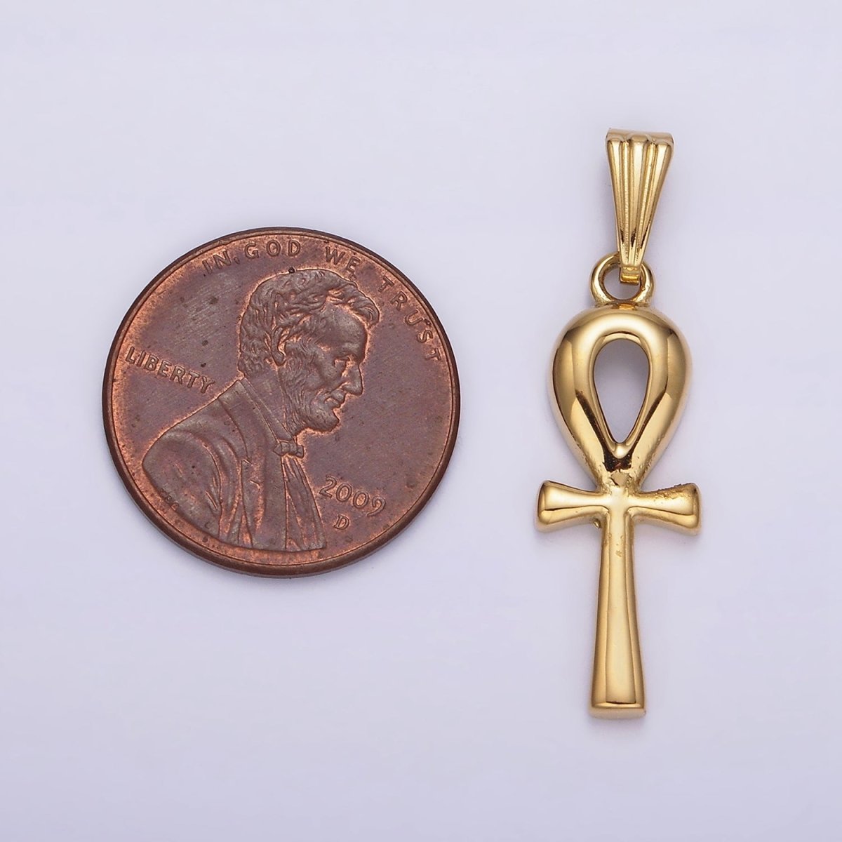 Stainless Steel 30mm Egyptian Ankh Cross Pendant in Silver & Gold | P-767 P-768 - DLUXCA