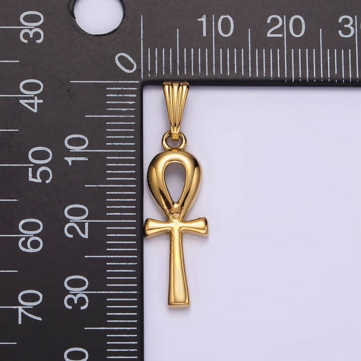 Stainless Steel 30mm Egyptian Ankh Cross Pendant in Silver & Gold | P-767 P-768 - DLUXCA