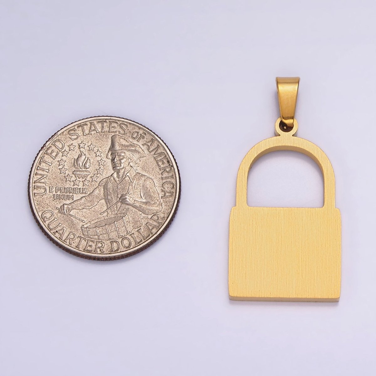 Stainless Steel 30mm Padlock Minimalist Pendant in Gold & Silver | P-846 P-847 - DLUXCA