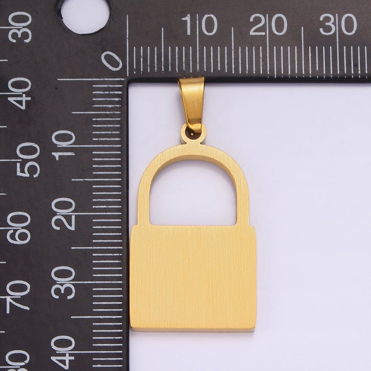 Stainless Steel 30mm Padlock Minimalist Pendant in Gold & Silver | P-846 P-847 - DLUXCA