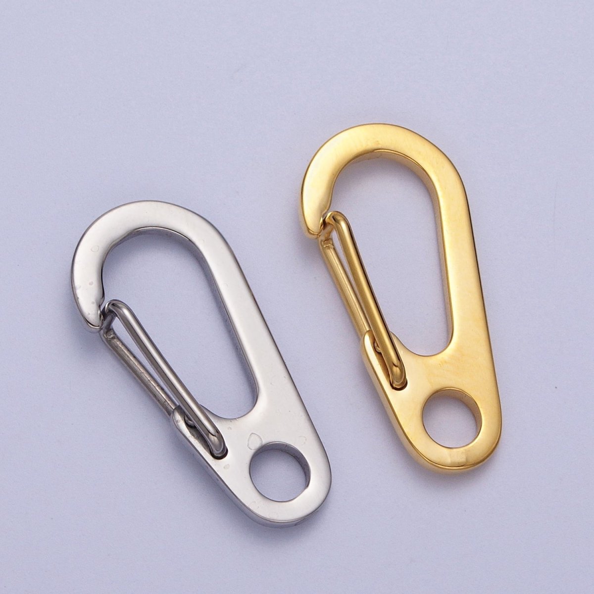 Stainless Steel 32mm, 38mm, 45mm Snap Hook Carabiner Clip Jewelry Supply in Gold & Silver | Z-023 ~ Z-028 - DLUXCA