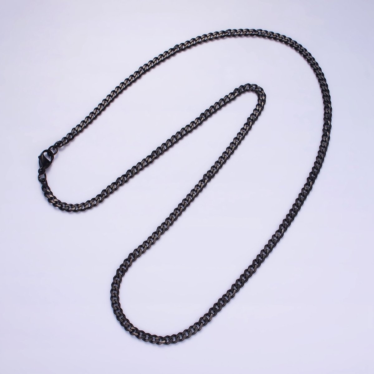 Stainless Steel 3.4 mm Curb Chain | Silver Curb Necklace | Steel Curb Chain | Men's Necklace | Men's Stainless Steel Chain | Tarnish Resistant | WA-2147 to WA-2150 Clearance Pricing - DLUXCA