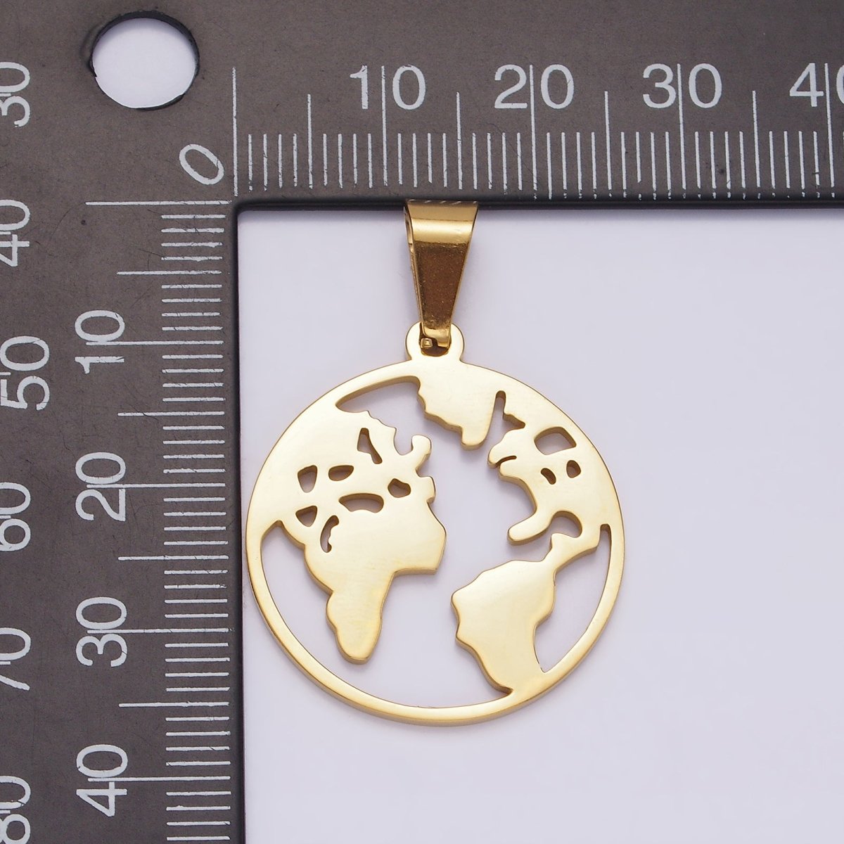 Stainless Steel 35.5mm Open Globe World Map Pendant in Silver & Gold | P-819 P-820 - DLUXCA