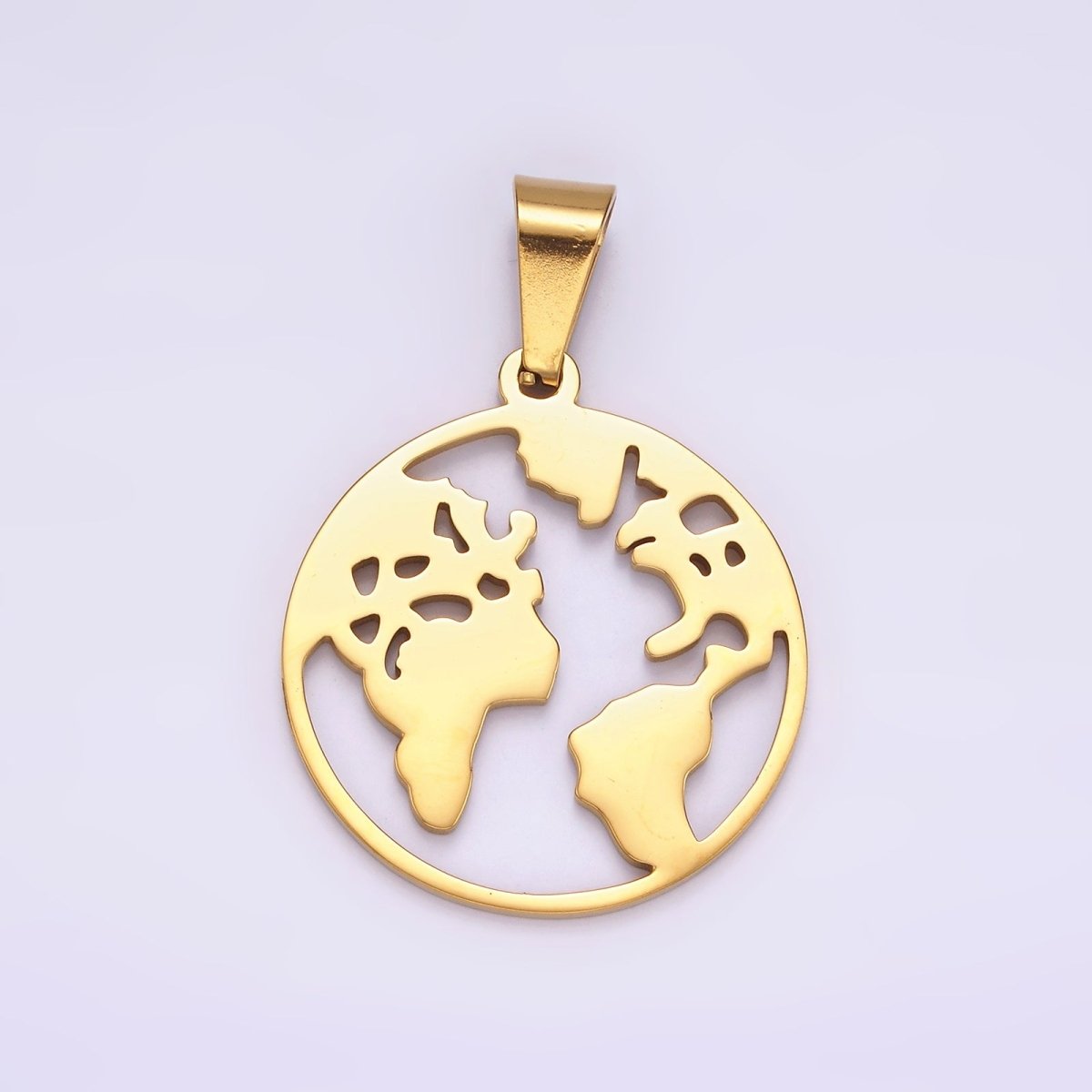 Stainless Steel 35.5mm Open Globe World Map Pendant in Silver & Gold | P-819 P-820 - DLUXCA