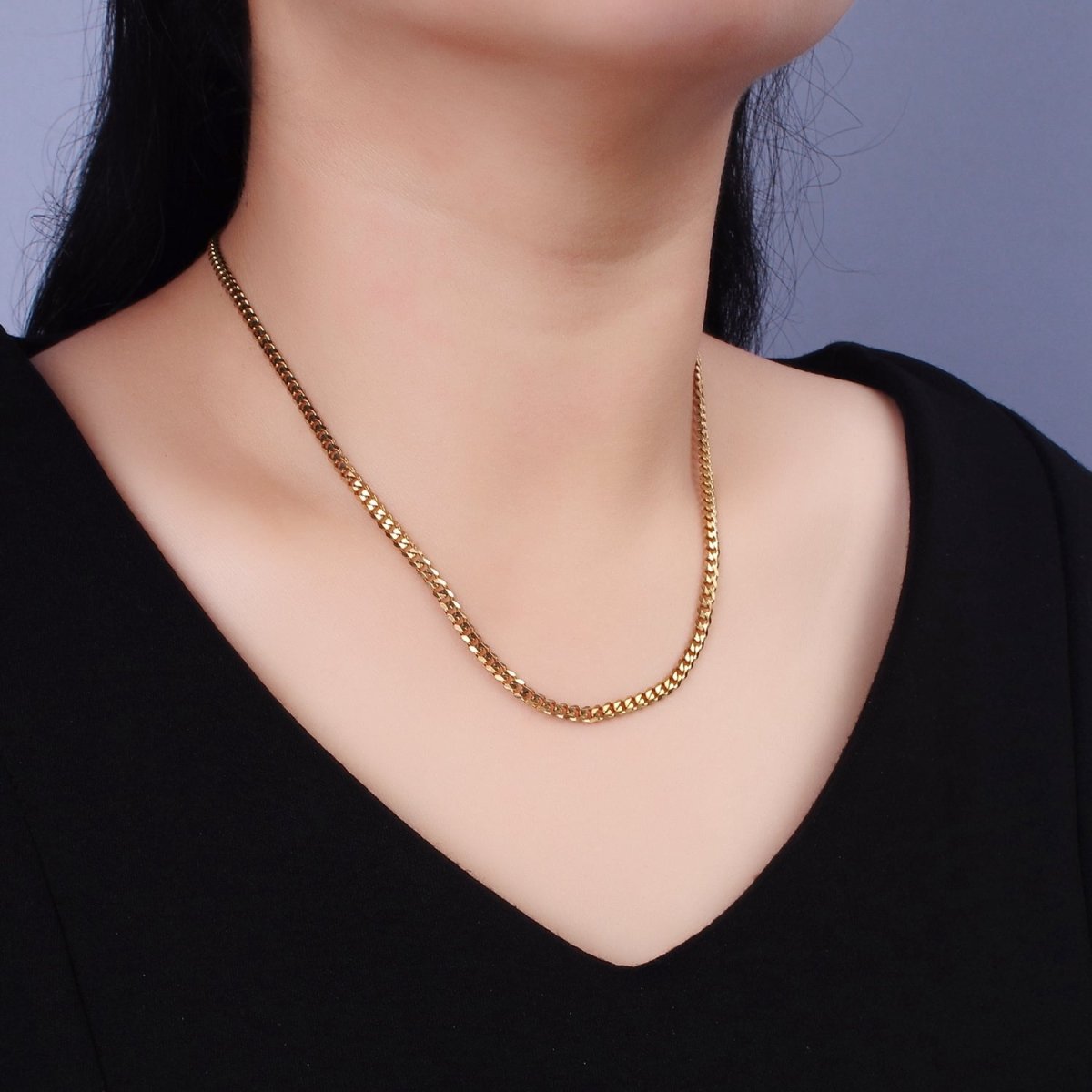 Stainless Steel 3.5mm Concave Curb 18 Inch Layering Chain Necklace | WA-2317 Clearance Pricing - DLUXCA