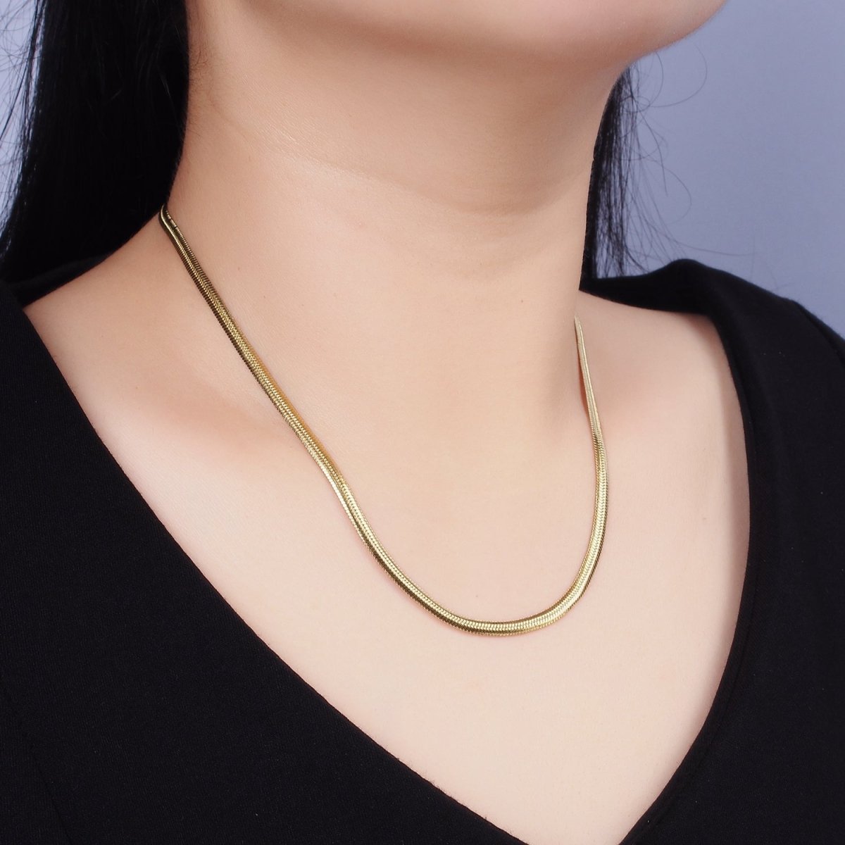Stainless Steel 3.5mm Herringbone 18 Inch Layering Chain Necklace | WA-2021 Clearance Pricing - DLUXCA