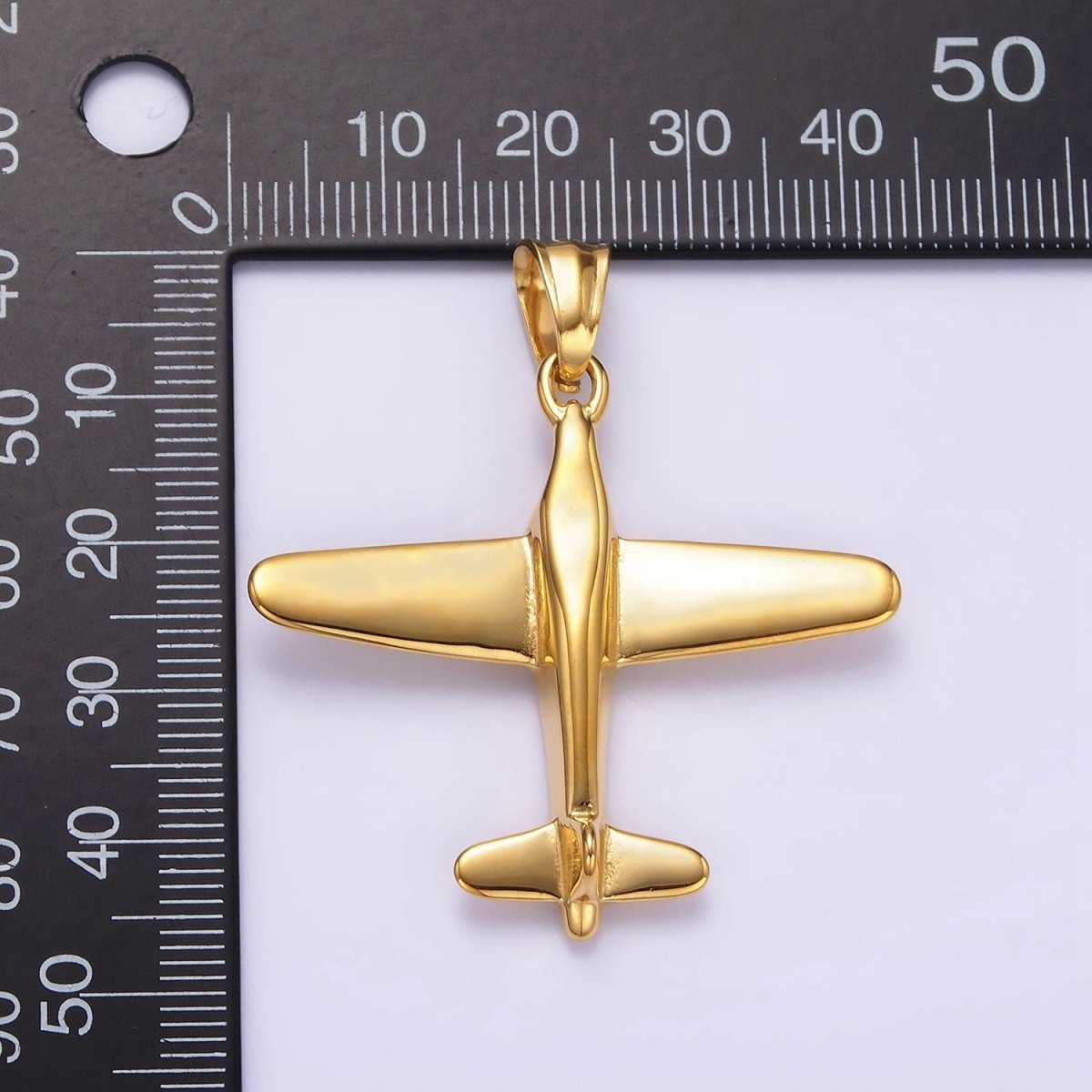 Stainless Steel 38.5mm Airplane Flying Aircraft Statement Pendant in Gold & Silver | P-781 P-782 - DLUXCA