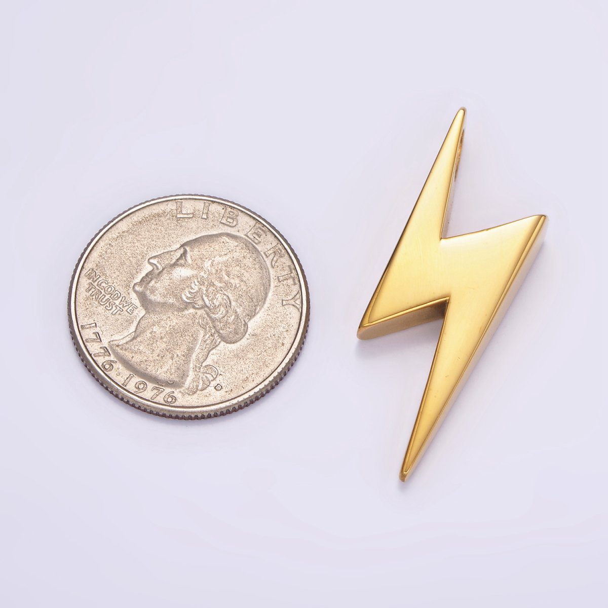 Stainless Steel 38mm Thunder Lightning Bolt Pendant in Gold & Silver P-611 P-612 - DLUXCA