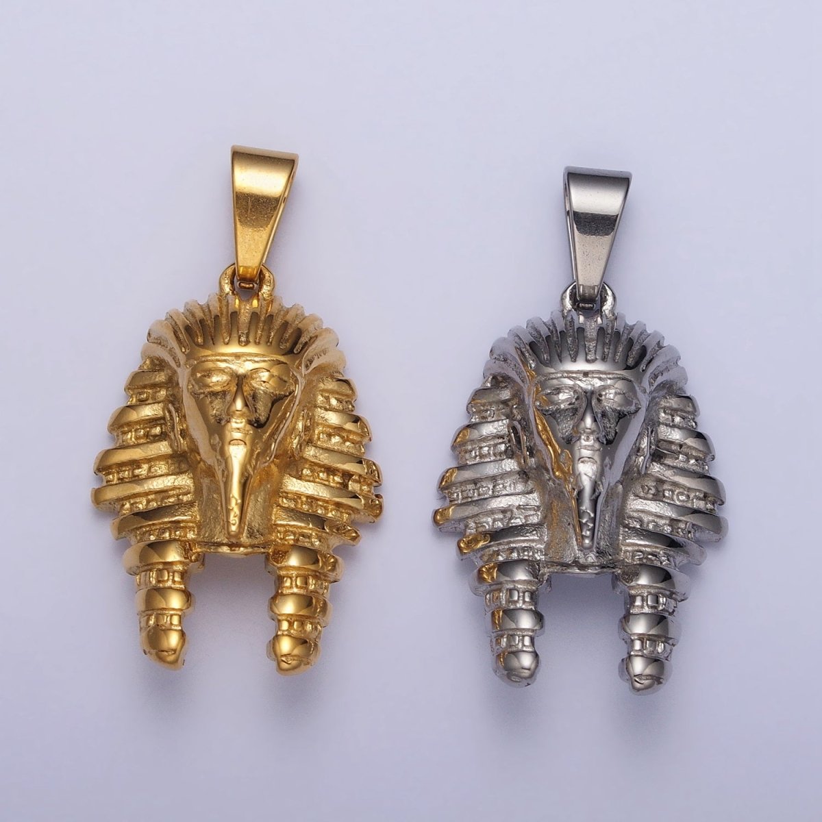 Stainless Steel 40mm Ancient Egyptian Mummy King Pharaoh Pendant in Gold & Silver J-507 J-508 - DLUXCA