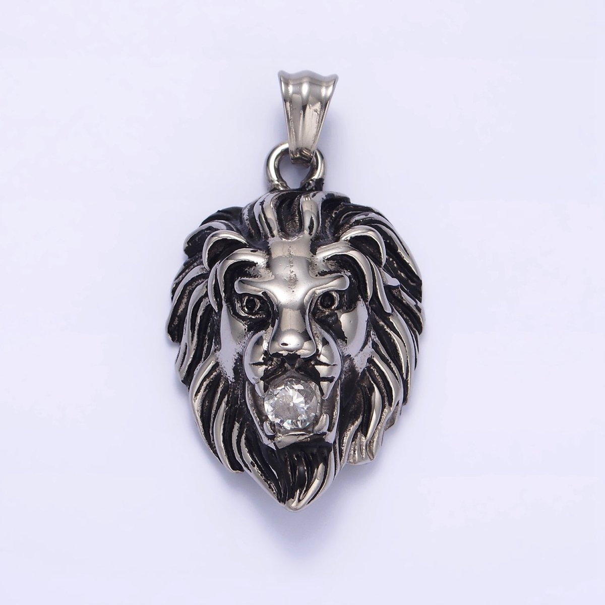 Stainless Steel 40mm Roaring Lion Animal Statement Pendant in Gold & Silver | P-783 P-784 - DLUXCA