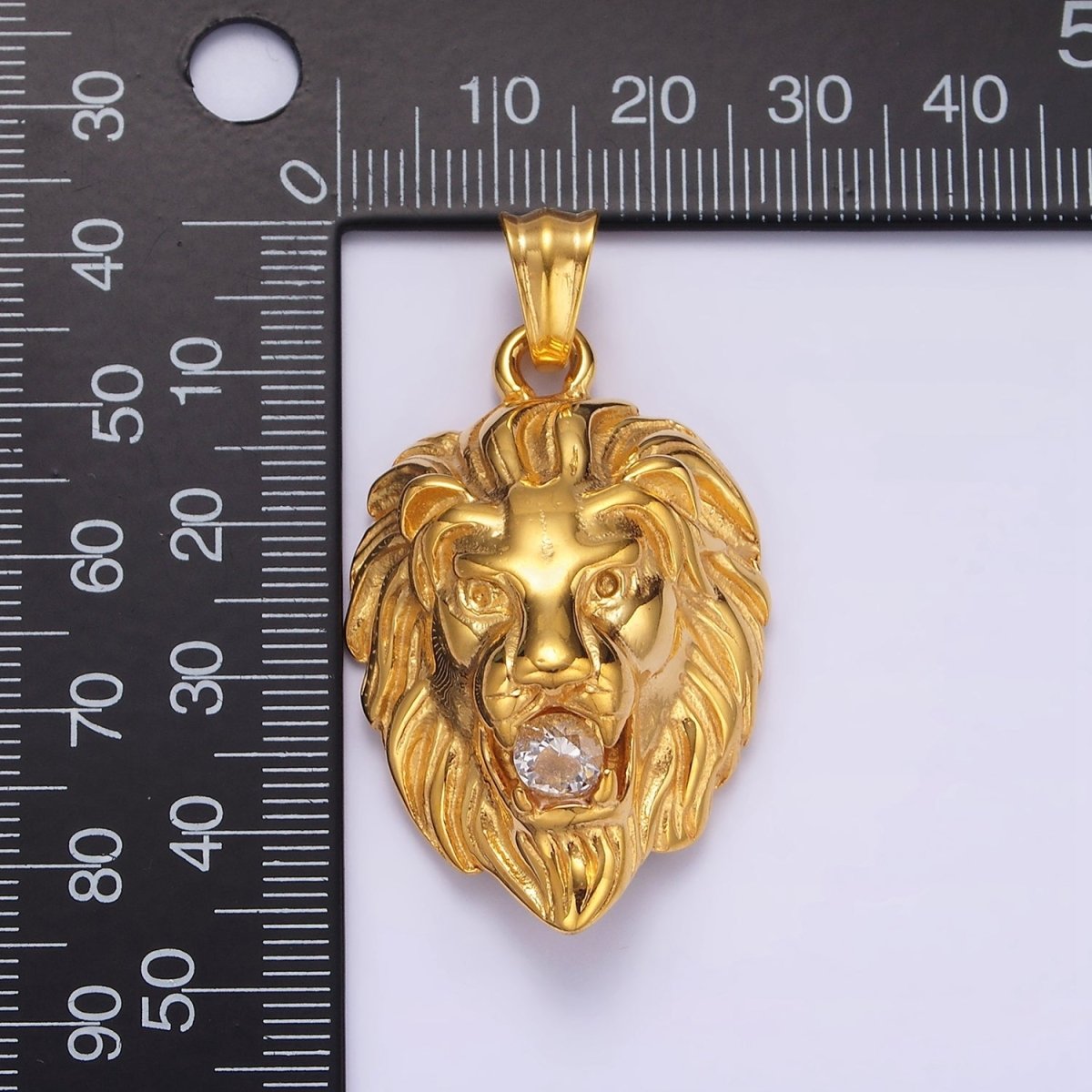 Stainless Steel 40mm Roaring Lion Animal Statement Pendant in Gold & Silver | P-783 P-784 - DLUXCA