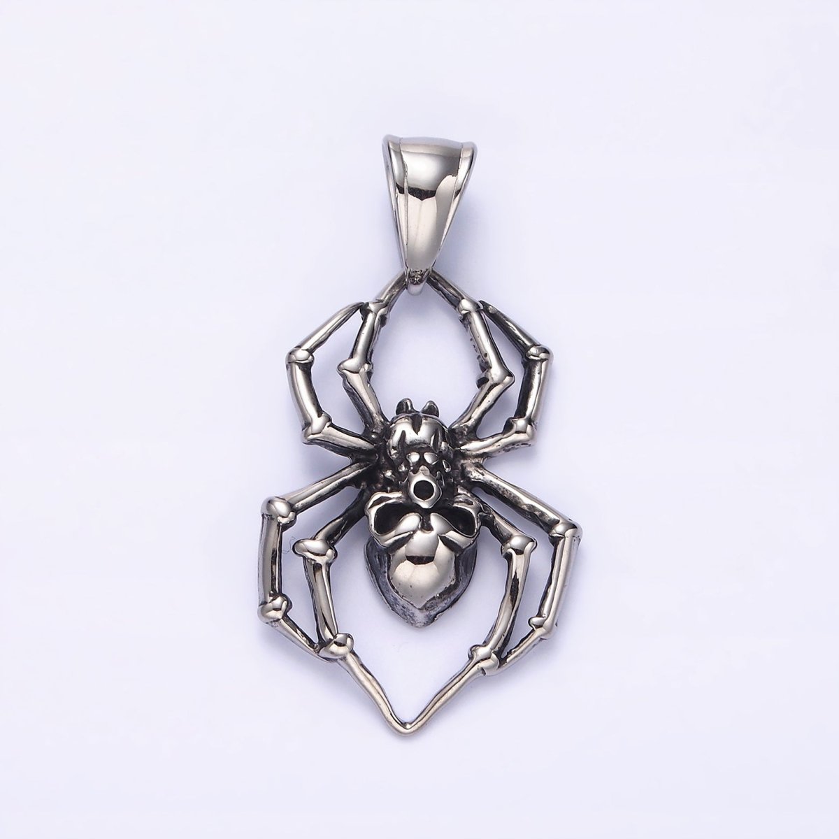 Stainless Steel 41mm Skull Skeleton Spider Insect Pendant in Gold & Silver | P-739 P-740 - DLUXCA