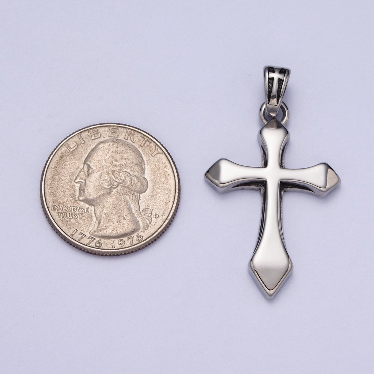 Stainless Steel 42.7mm Passion Cross Bail Religious Pendant in Gold & Silver J-393 J-406 - DLUXCA